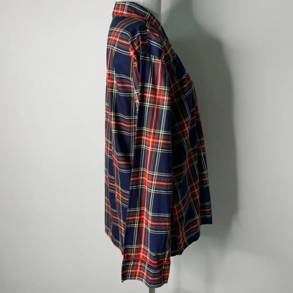 J. Crew Men’s 100% Cotton Red Blue Holiday Plaid Pajama Set Size Medium